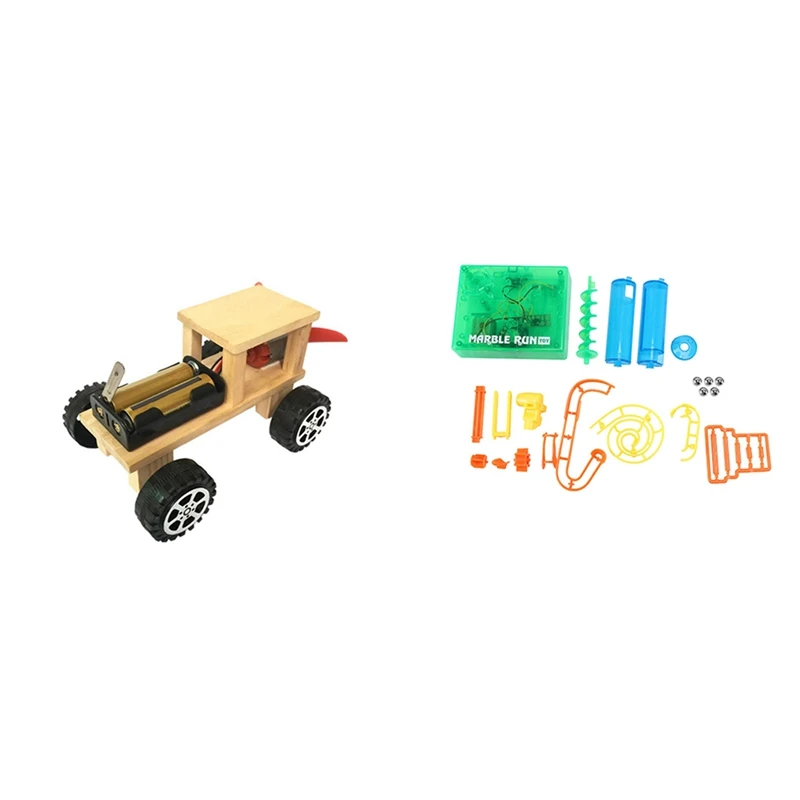 

1 Pcs DIY Electric Wind Car Learning Toy & 1 Set Electric Track Ball Toy