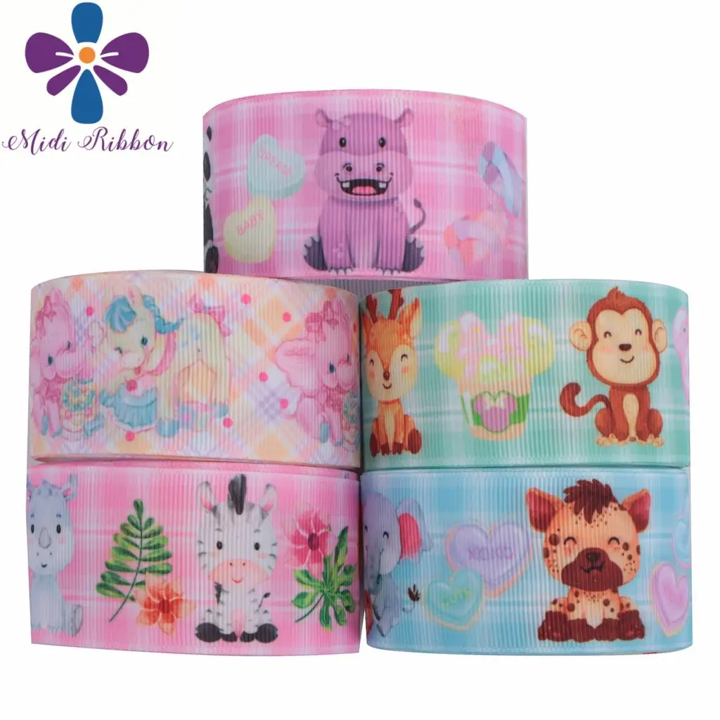 16 мм 75 Геометрическая лента в клетку с рисунком животных слона обезьяны