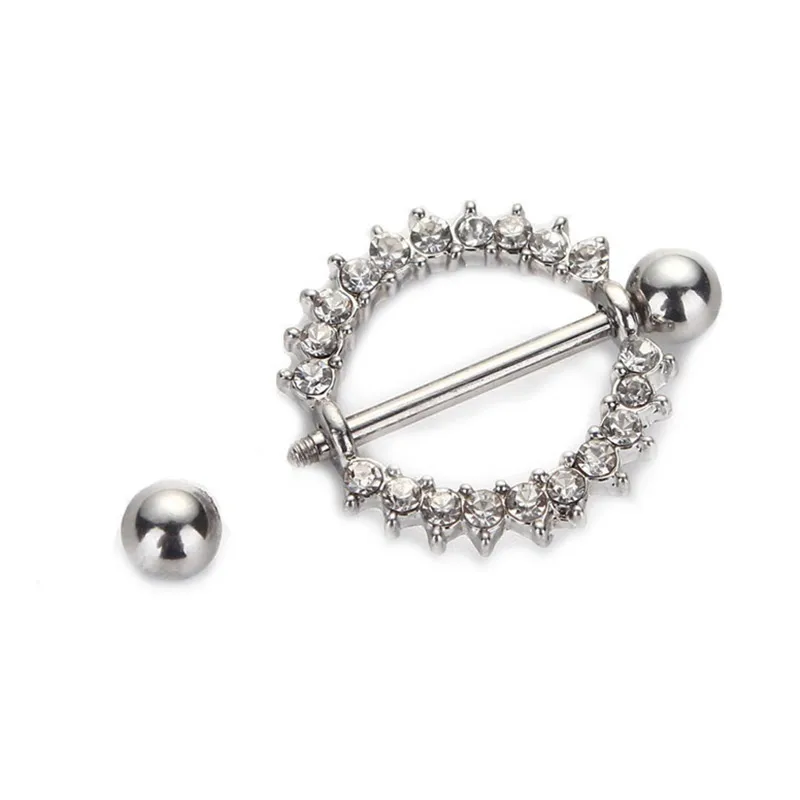 Кольцо стразы из нержавеющей стали для пирсинга сосков с кристаллами | Украшения