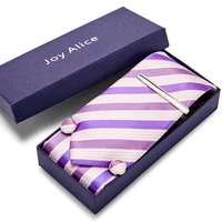 brand 8cm classic men tie business wedding floral tie for man gift set tiehandkerchiefcufflinksclips in 1 box