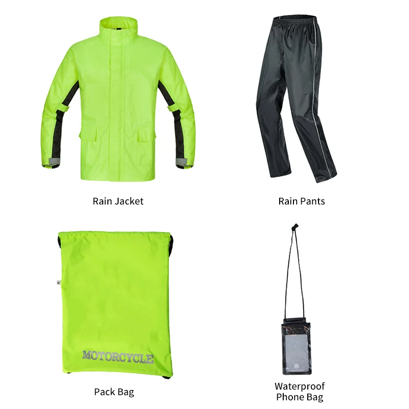 

Водонепроницаемый мотоциклетный плащ SFK для верховой езды, стильный крутой зеленый черный непромокаемый спортивный пиджак и брюки для отды...