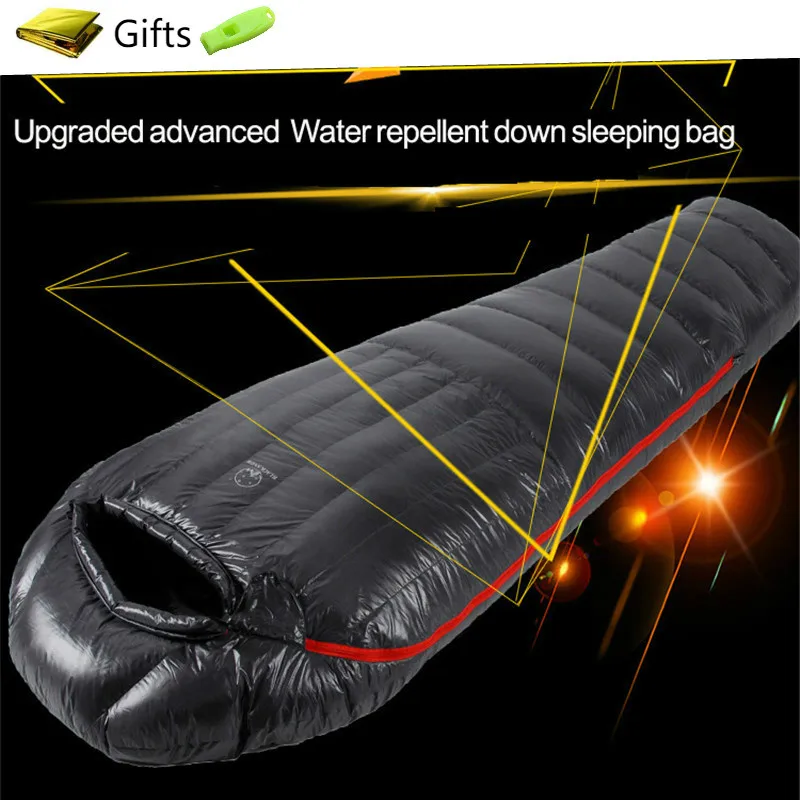 

Upgraded High-grade White Goose Down Camping Sleeping Bag with Water Repellent Treatment Warm Insulated Fit for Cold Weather