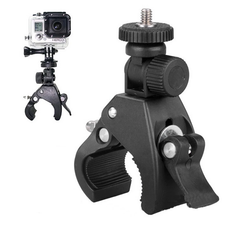 

Bike Bracket Bicycle Mount Clip Holder 1/4"Screw Tripod Base Clamp Stand Sport Camera Holder 180 Degree Rotate for Video