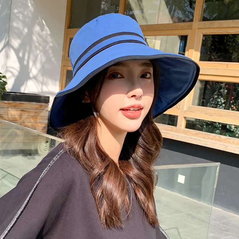 

Women's bucket hat Korean summer stripe Cap Japanese outdoor shade Bucket hat Fashion spring and autumn new shade bucket hat