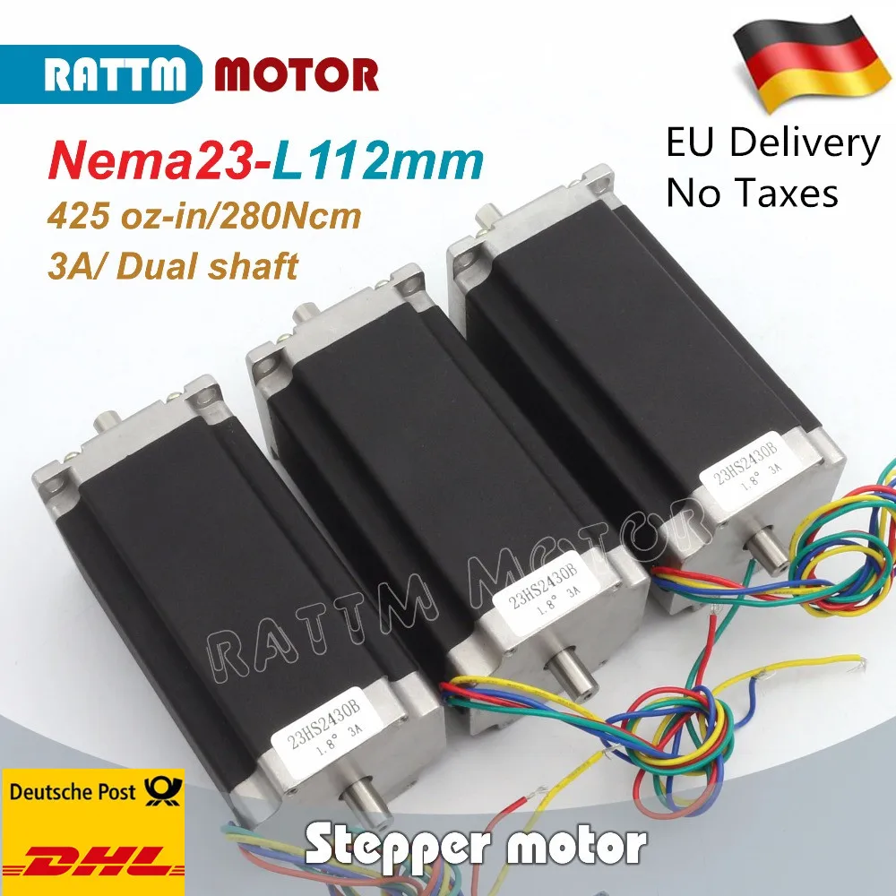 

3pcs 23HS2430B Nema 23 CNC stepper motor 112mm (Dual shaft) /425 Oz-in /3A