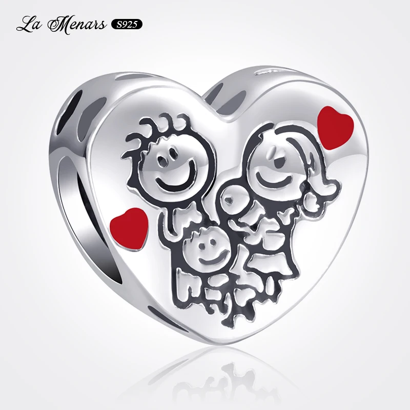 

Happy Family Of Four Bead Fit Original Brand Charm Bracelet Genuine Silver Plating Women Jewelry DIY Making Holiday Gift