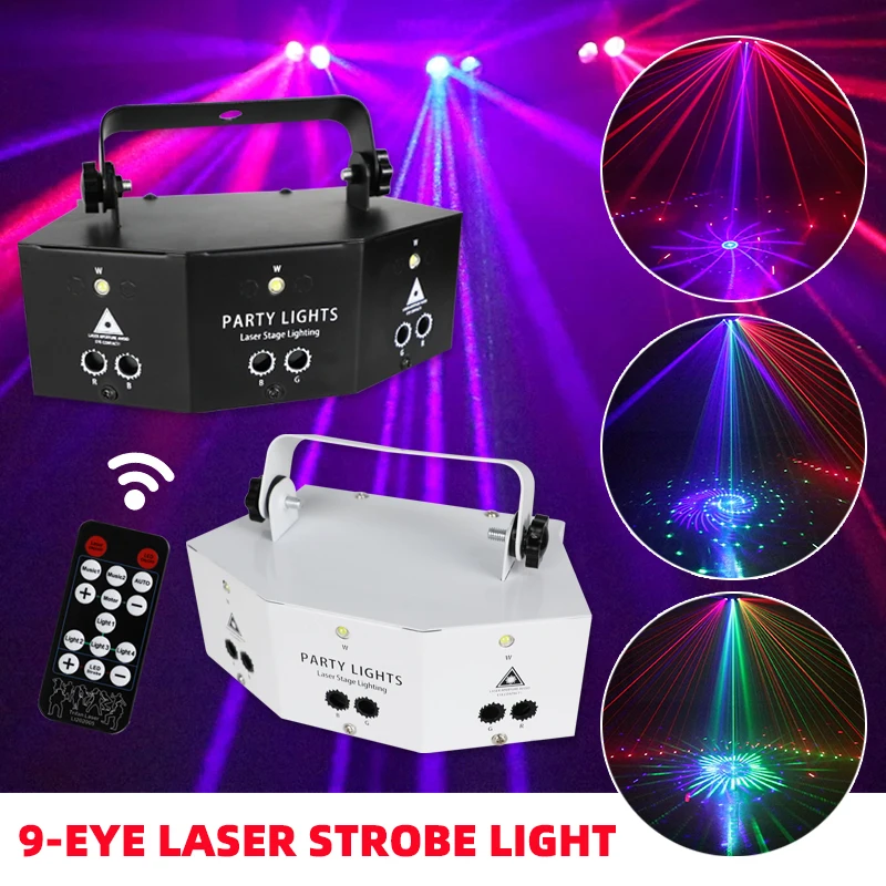 Светодиодные RGB лампы для дискотеки 9 глаз с голосовым управлением|Эффект
