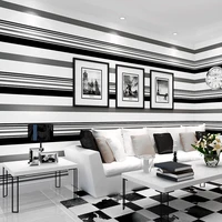 modern black white gray striped wallpaper restaurant living room sofa tv background wall home decor plain pure paper wallpaper