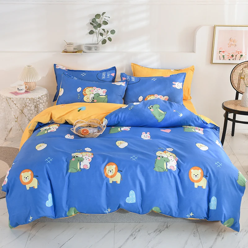 

Black Cotton&polyester bedding set 3/4pcs duvet cover set boys girl AB side home bed set daisy flower summer Pastoral bed cover