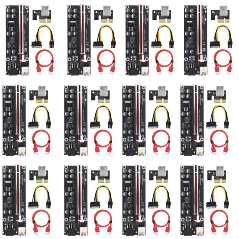 

Плата расширения VER009S Plus, Райзер с SATA 1X на 16X 6Pin USB 3,0, PCIE PCI-E PCI Express, адаптер-удлинитель, Майнер, 12 шт.