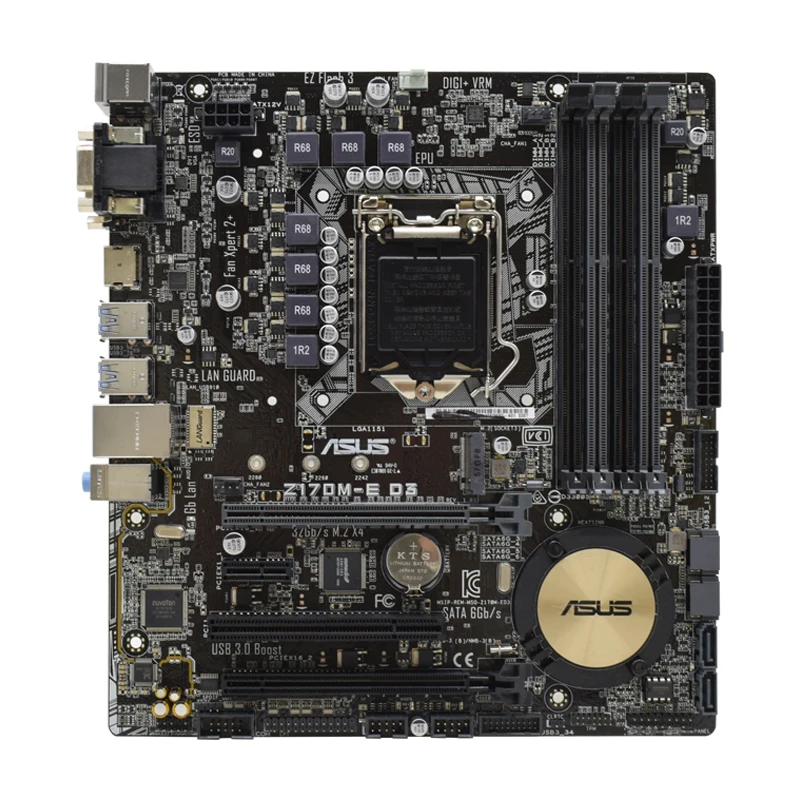 

Материнская плата Asus Z170M-E D3 LGA 1151, Intel Z170 DDR4 64 Гб PCI-E, 3,0 оригинальная, для настольных ПК, Asus Z170M-PLUS, б/у материнская плата i3 i5 i7