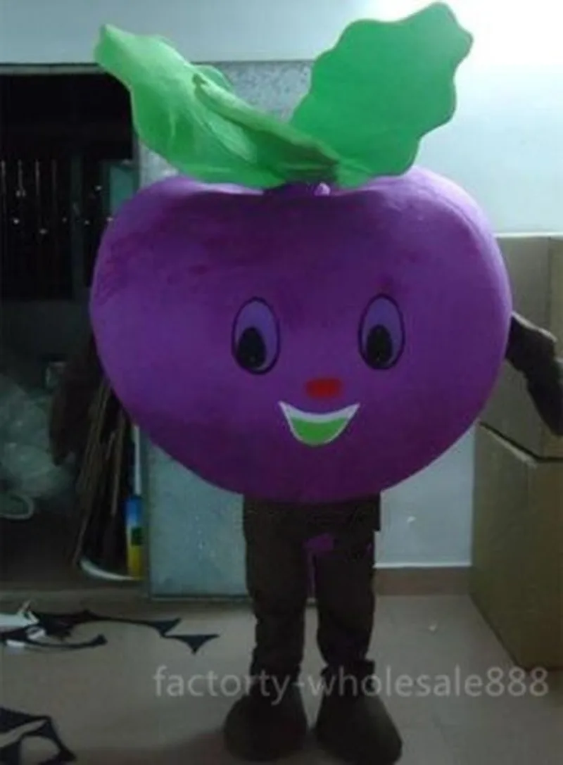 

2019 Hot Purple Radish Adults Mascot Costume Suit Fancy Dress Party Outfit Gifts High Quality Cartoon Character Unisex Clothing