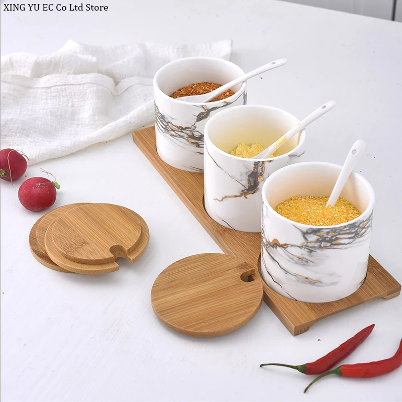 

Marbled Ceramic Seasoning Jar Set Household Seasoning Box Oil and Salt Shaker Nordic Creative Kitchen Supplies Cereal Dispenser