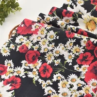 145x50cmpcs cotton safflower big flower fabric dress skirt shirt dress childrens handmade diy
