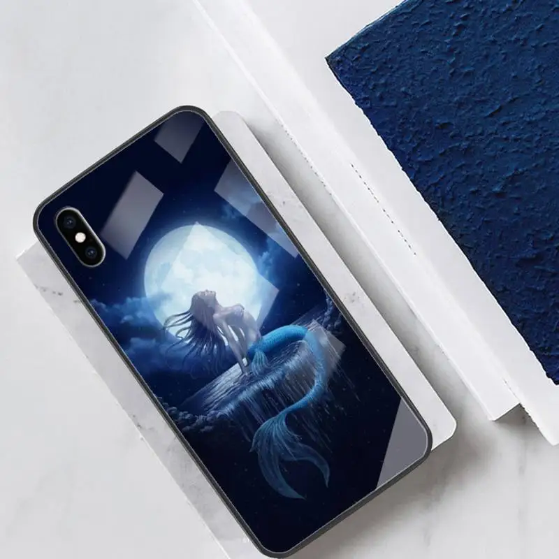 

Mermaid Glass Phone Case Back Shell For IPhone 12 11 Pro Max Cases XR XS 7 8 Plus Cover Accessories Carcasa