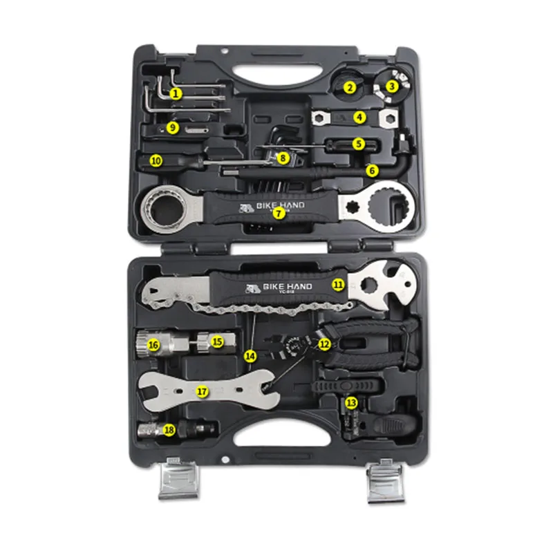 

Bike Hand Multifunctional Bicycle Repair Tool Kits Professional 18 Items YC-721 Bike Tool Box Tool Set Cycling Repair Tool Set
