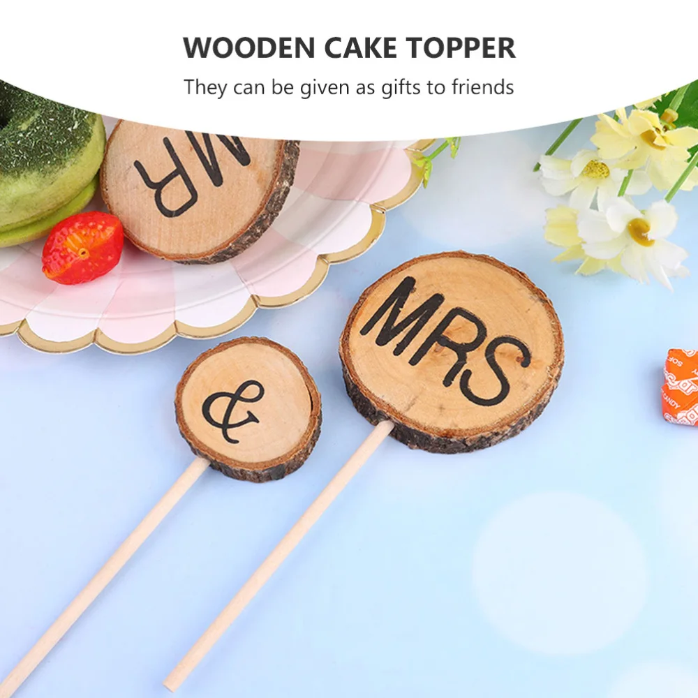 

9Pcs Wedding Day Cake Toppers Cake Wood Topper Decorations (Assorted Color)