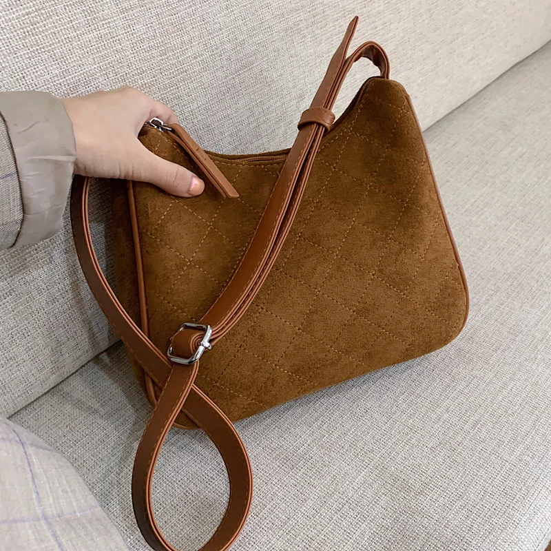 2020 новые модные однотонные Замшевые женские сумки через плечо винтажные