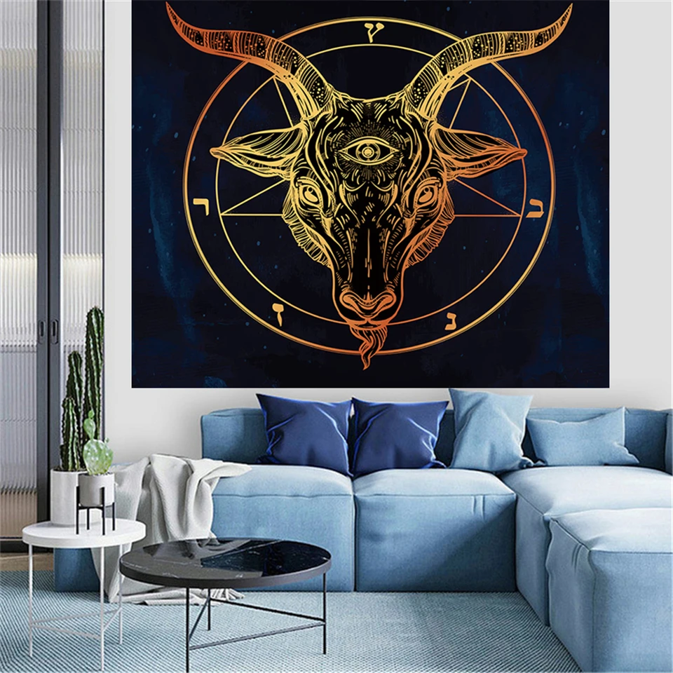 Гобелен в стиле хиппи таро кошка настенное украшение ведро иврит Ayin астрология