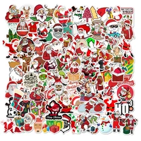 100pcs christmas sticker gifts toy for children santa claus reindeer cartoon decal stickers to snowboard laptop moto car helmet