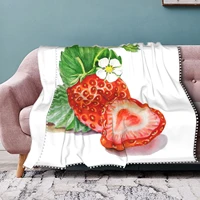 strawberry blanket fashion decorative pom pom bedspread fleece car soft blanket