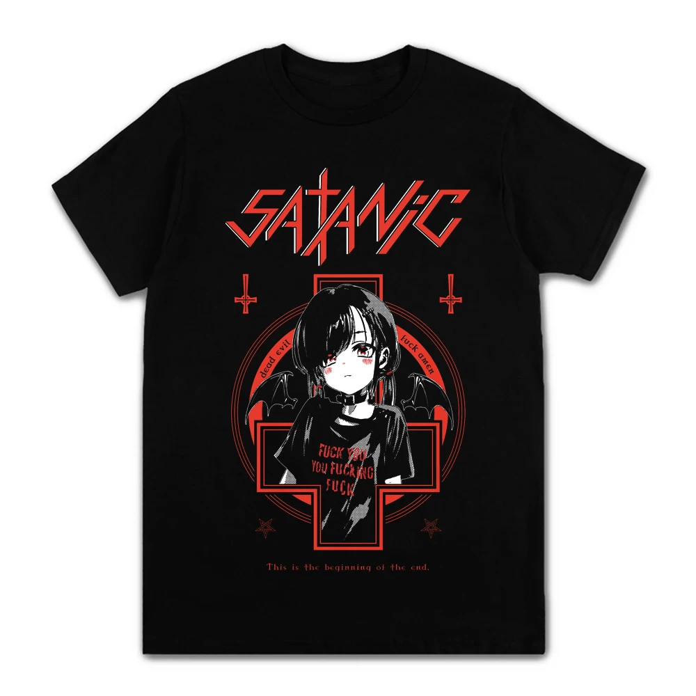 

Футболка женская оверсайз в стиле Харадзюку, топ с коротким рукавом в готическом стиле, с мультяшным принтом, с большим рисунком, свободная ...