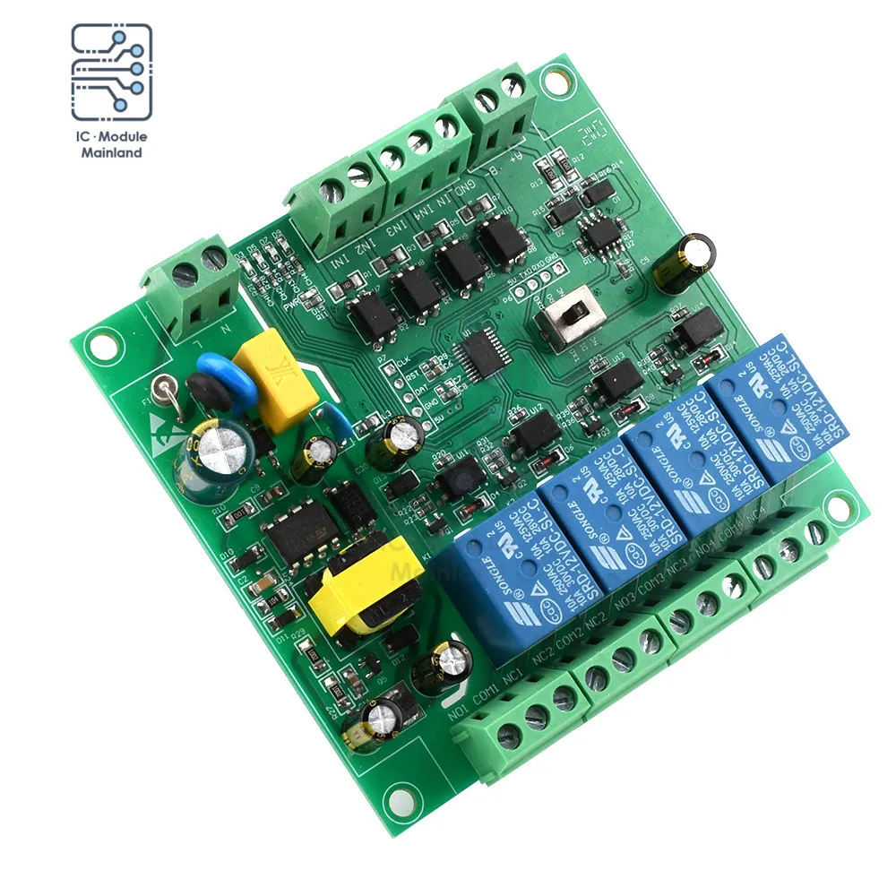 AC220V 4-Channel Relay Module Modbus RTU Support RS485/TTL UART Interface 9600bps For Digital Quantity Detection Power Control |
