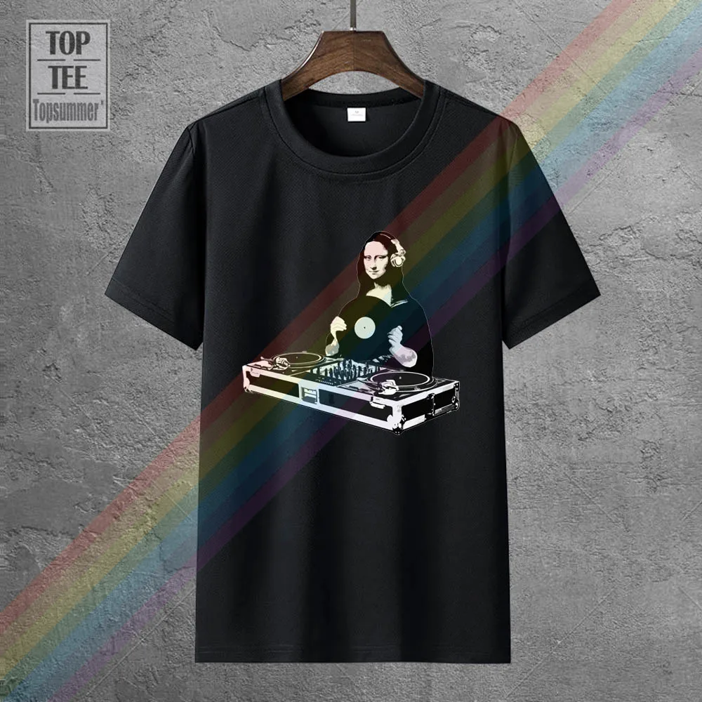 

Leonardo Da Vinci Mona Lisa Painting Dj Music B&W Funny Joke Men T Shirt Tee Hipster Summer Fashion Great Discount