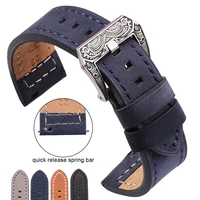 genuine leather watchband with carved pattern buckle bands 4 colors cowhide bracelet strap watch accessories 20mm 22mm 24mm