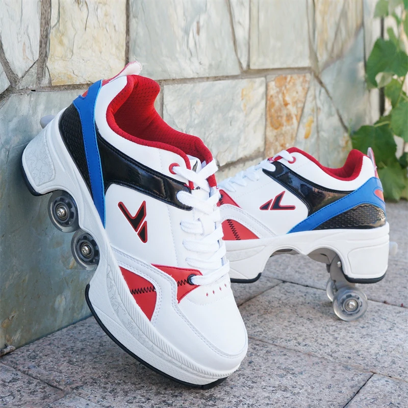 

Hot Walk Roller Shoes Men Women Casual Sneakers Skates Deform Wheel Skates for Adult Unisex Child Runaway Skates Four Wheeled