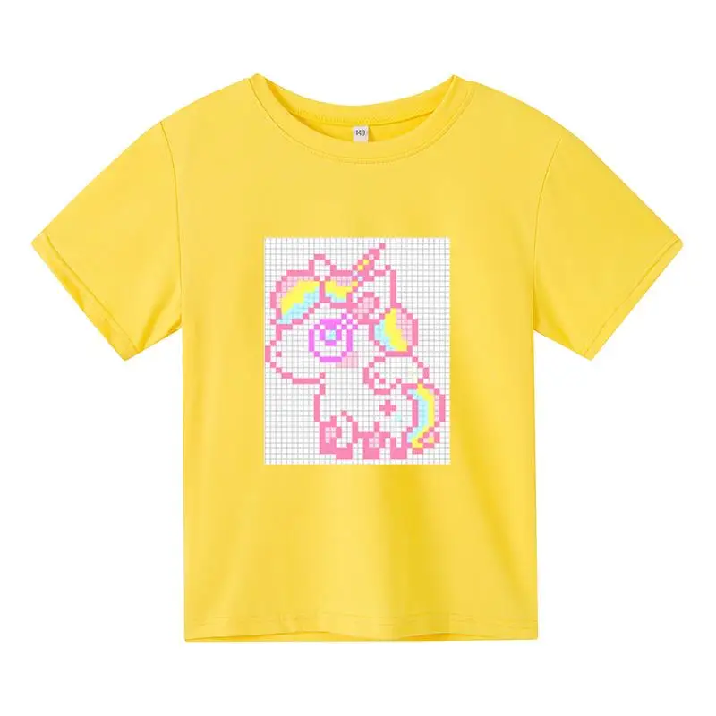 

The new unicorn print fashion polyester boys and girls T-shirt children cartoon T-shirt baby unicorn print top clothing T-shirt