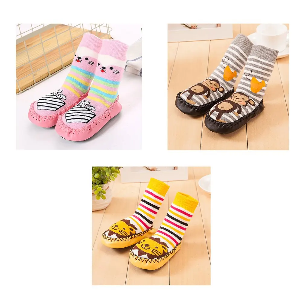 OUTAD/Детские носки с резиновой подошвой для новорожденных Осень-зима детские