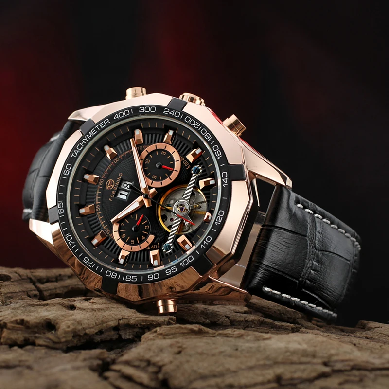 Часы наручные Forsining Мужские механические брендовые модные повседневные