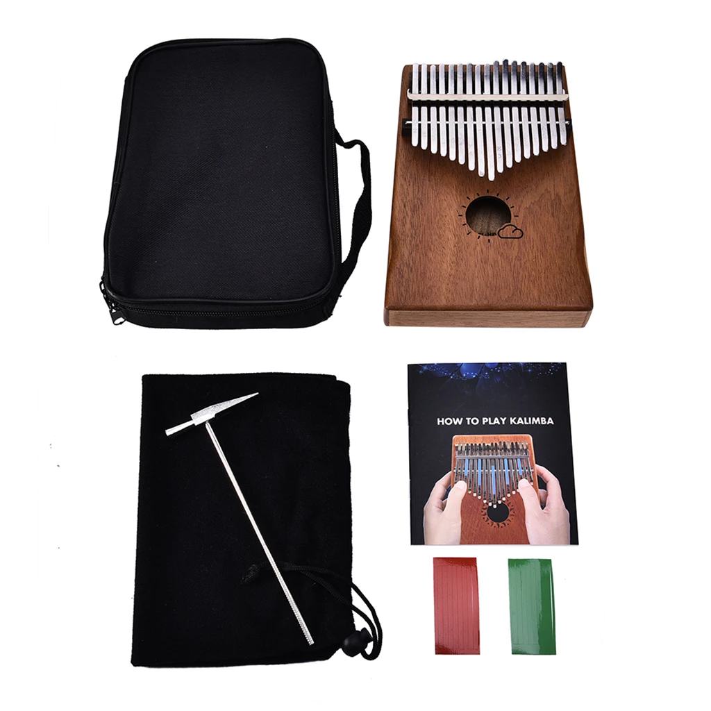 

Portable 17 Keys Thumb Piano Kalimba Beginner Entry Mahogany Wood Gift Brown
