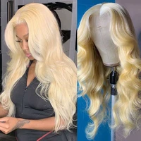 613 body wave lace front wig 13x4 frontal peruvian human hair free part 613 blonde wigs pre plucked for black women 34 inch long