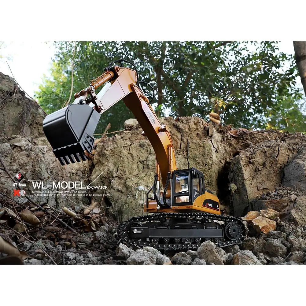 

WLtoys 16800 1/16 2.4G Excavator RC Car Toys Styling 23 Channel Road Construction All Metal Truck Autos With LED Light Smoke
