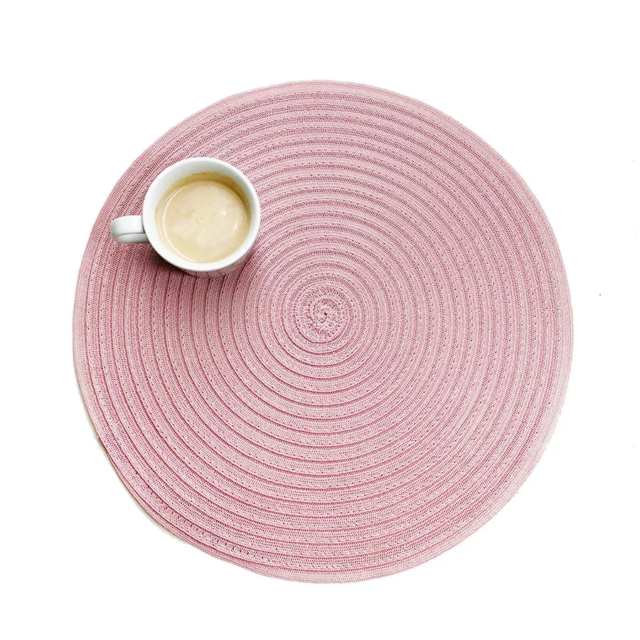 Household Products Kitchen Woven Round Dining Mat Living Room Pot Bowl Insulation Coaster Hotel Dining Table Pads Home Decor