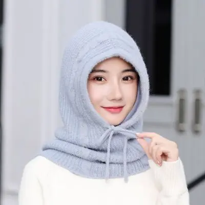 Зимние шерстяные вязанные шарф и шапка набор бини женский шарф Skullies Beanies шапки для женщин шапка s Gorras Bonnet маска цельная шапка