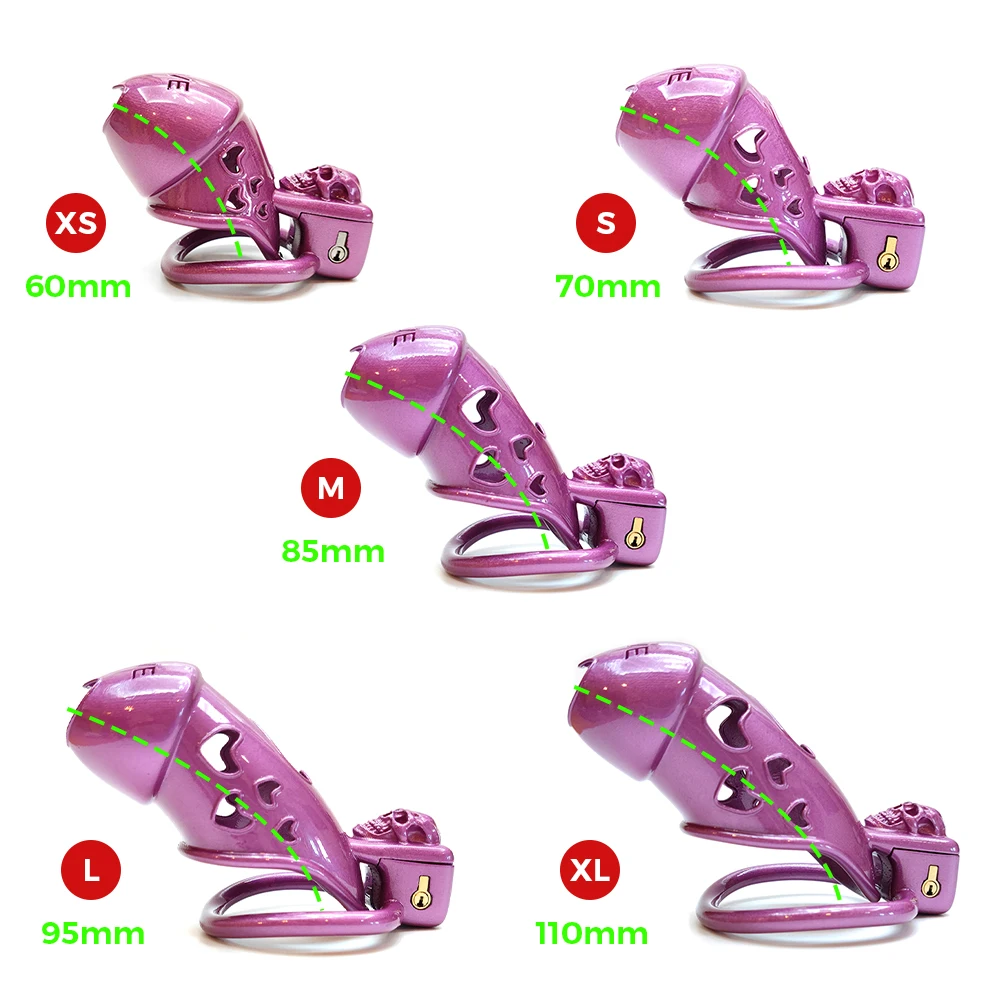 New Purple Skull Cock Cage Slave Chastity Cage BDSM Male Sex Shop Penis Ring Lock Male Erotic Gay Ladyboy 18+ Sex Toy for Men images - 6