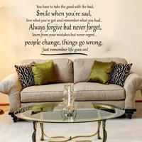 you have to take the good with the bad quote wall sticker bedroom kids room smile change rember life wall decal living room viny