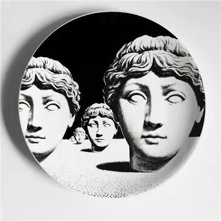 8 Fornasetti черно-белая иллюстрационная тарелка, настенная тарелка, домашний декор для отеля, человеческое лицо, керамическая посуда для декора стен - Цвет: 8