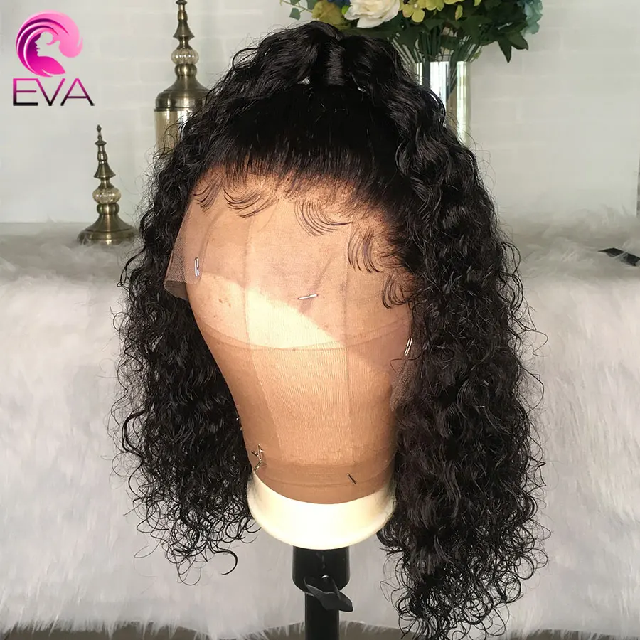 EVA Короткие вьющиеся человеческие волосы парики для черных женщин бразильские 360