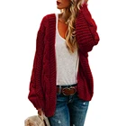 Женский вязаный кардиган, однотонный толстый свободный свитер большого размера с узором в виде спиц, Свободный Топ, зима 2019