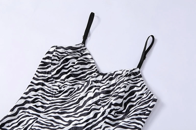 

Goth Dark Gothic Punk ALine Women Black Mini Dresses Harajuku Mall Goth Spaghetti Strap Zebra Pattern Print Dress Sexy Partywear
