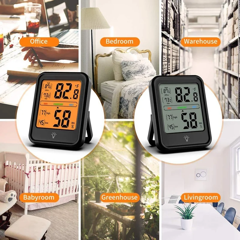 2Pcs Room Thermometer Digital Hygrometer Humidity Gauge Indicator Indoor Temperature And Monitor With Backlight | Инструменты
