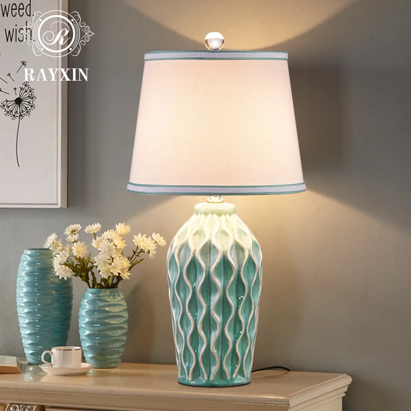 

110-220V Nordic Lamp with Fabric Lampshade Bed Decoration Modern Night Lights Retro Living Room Table Decor Led for Bedroom