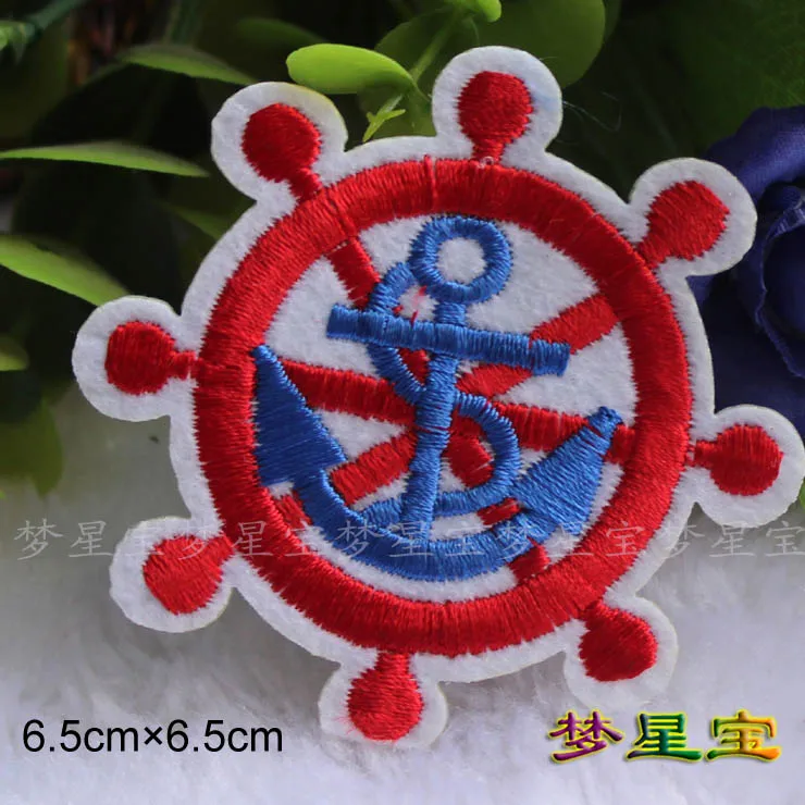 Клейкая вышивка тканевая наклейка A406 значок морской якорь руль корабля веревка