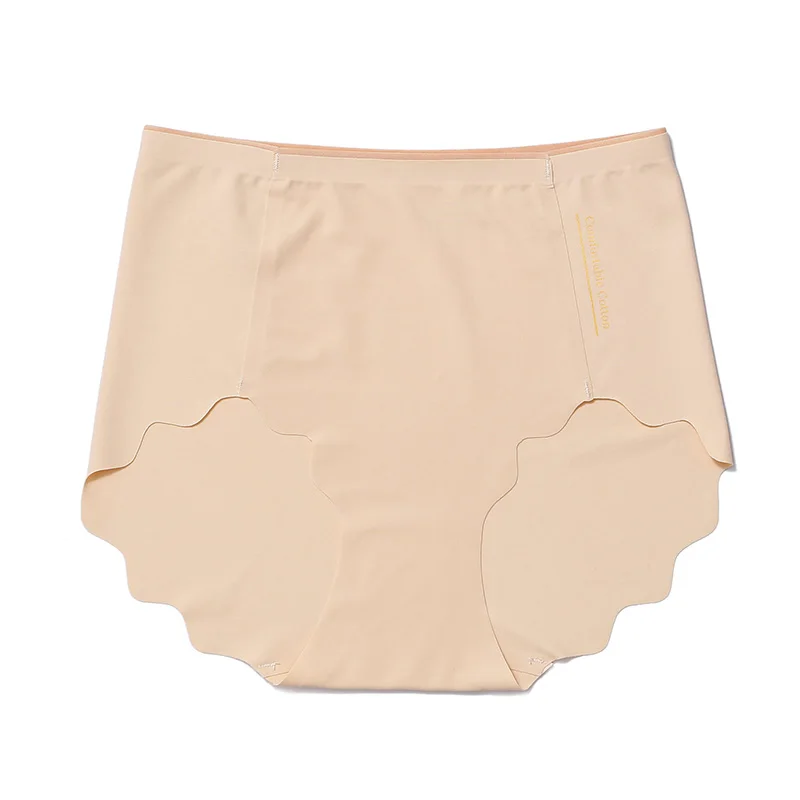 Khaki Women L-XXL Big Size Panties Seamless High Waist Underwear Soft Ultra Thin Sexy Ruffles Briefs Comfortable Breathable Lingerie - Цвет: Khaki