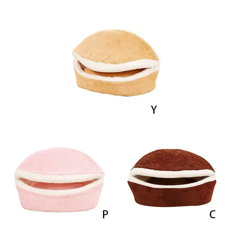 Cat Bed Hamburger Windproof Disassembly Pet Puppy Nest Hidden Shell Burger Bun For Winter Supplies Cats | Дом и сад