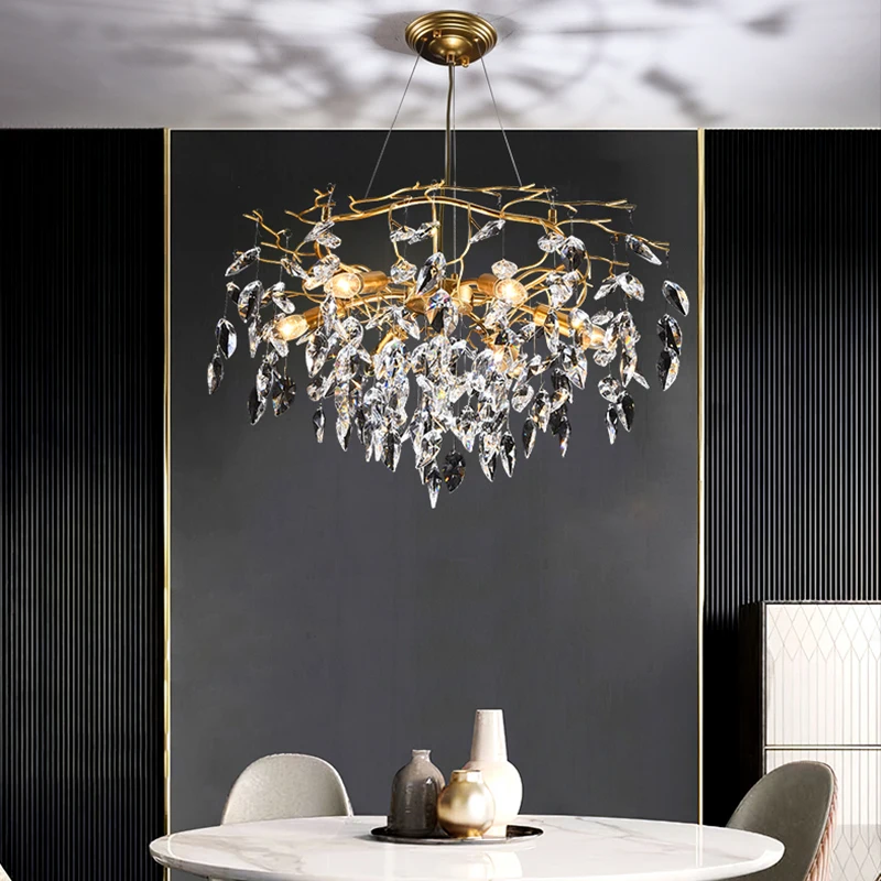 

Modern LED Chandelier Gold Indoor Crystal Lighting for Bedroom Cloakroom Living Hall Dining Study Room Lustre Home Hanging Lamp